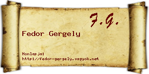 Fedor Gergely névjegykártya